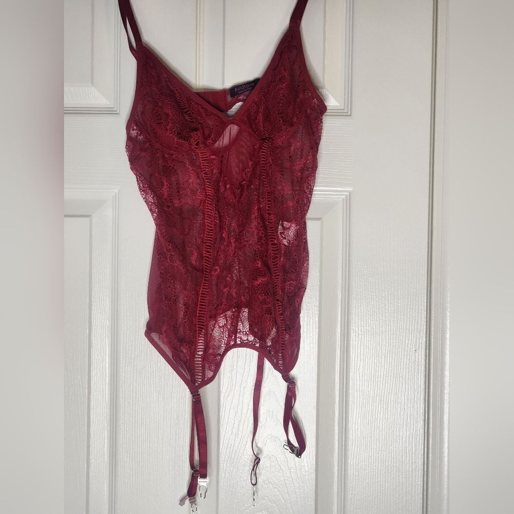 Avidlove L Elegant Lace Burgundy Women's Lingerie 1 Piece